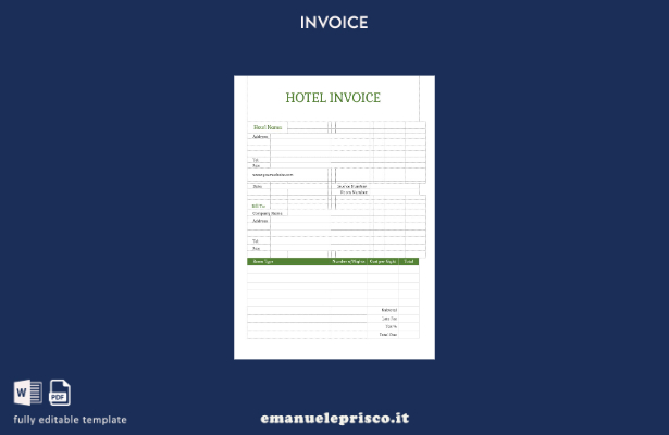 modello di fattura per hotel campione di stile verificato